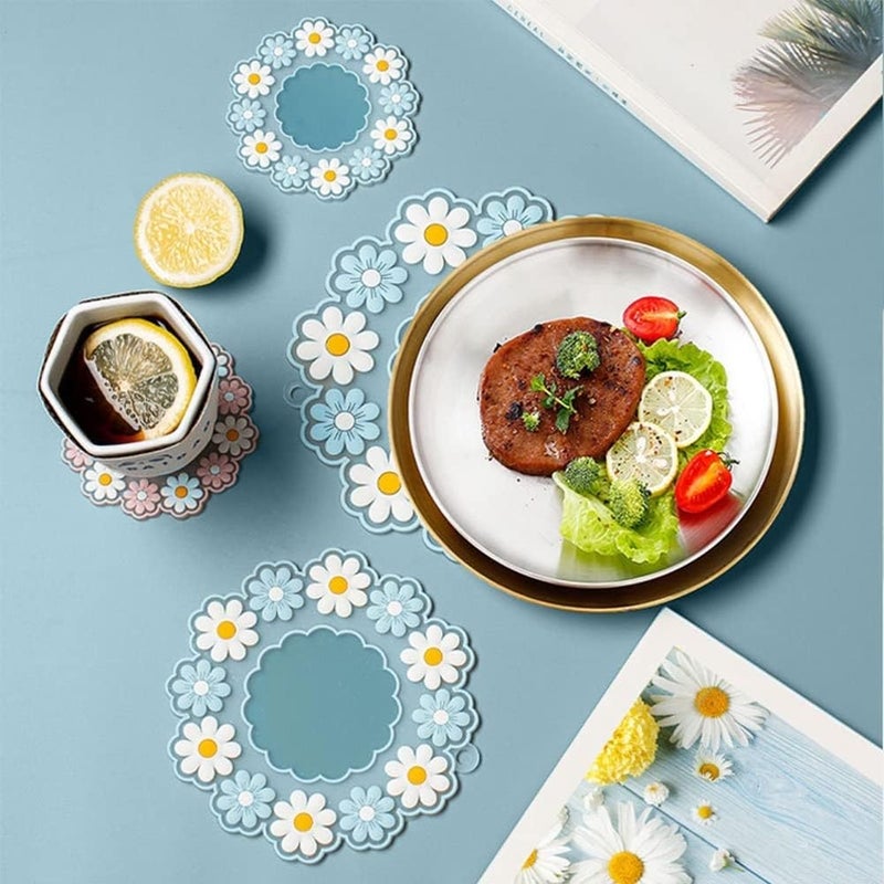 P Plus Fire Hot Pot Holder Hot Pads for Table & Countertop Non-Slip Silicone Trivet Mat (Blue, Set of 3, Big-Medium-Small Size) - Image 4