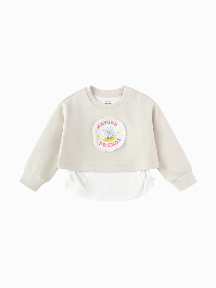 بالابالا سويت شيرت بطبقات مع طبعة للبنات - Image 3