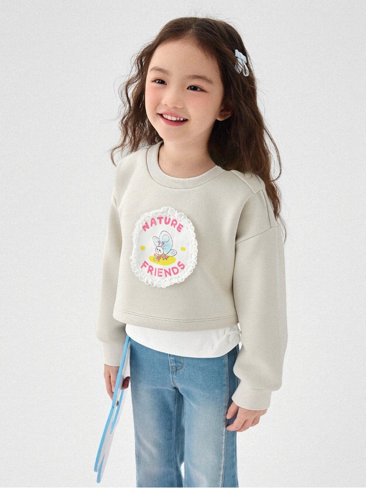 بالابالا سويت شيرت بطبقات مع طبعة للبنات - Image 2