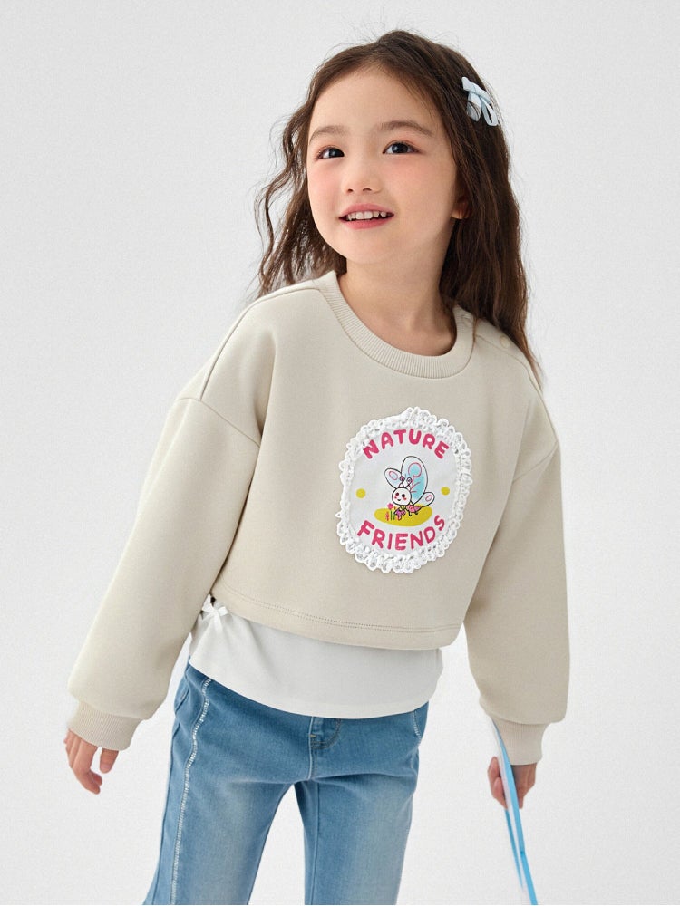 بالابالا سويت شيرت بطبقات مع طبعة للبنات - Image 1