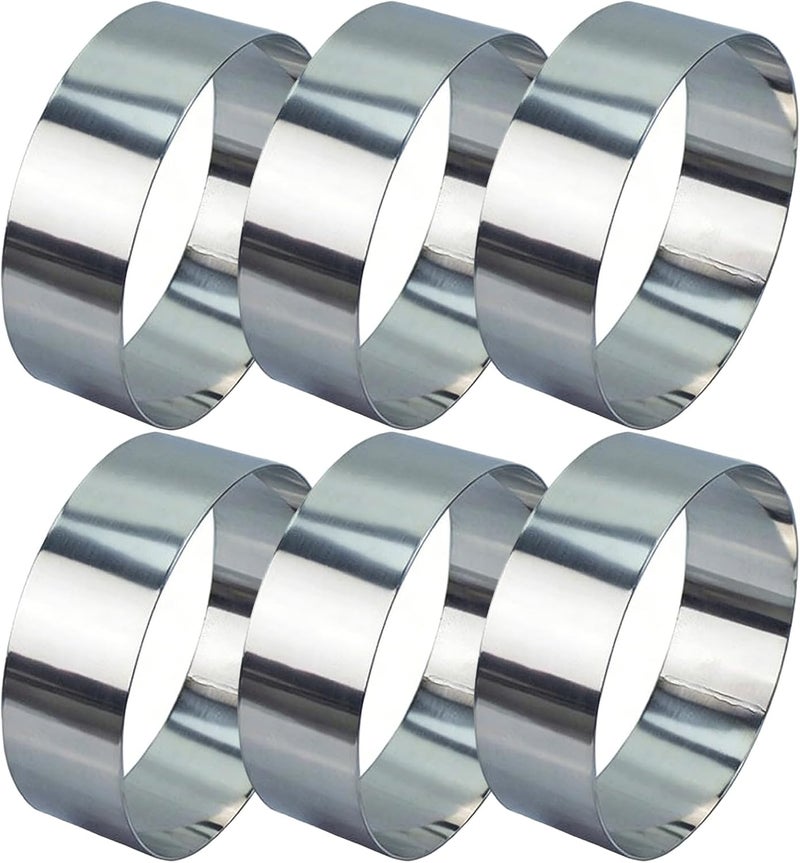 6 Pieces Round Cake Models, 4.7 X 1.6 in, Stainless Steel Mousse Loops, Rustproof Baking Cookie Cutter for Frying Eggs, Pancakes, Burgers, Home Use - Image 1