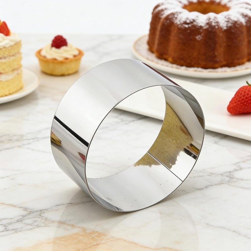 6 Pieces Round Cake Models, 4.7 X 1.6 in, Stainless Steel Mousse Loops, Rustproof Baking Cookie Cutter for Frying Eggs, Pancakes, Burgers, Home Use - Image 5