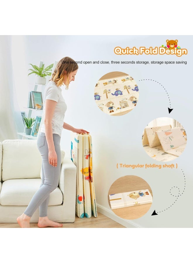 TRASSLE Foldable Baby Play Mat,Extra Large Waterproof Activity Playmats for Babies,Toddlers, Infants,Play & Tummy Time,Foam Baby Mat for Floor,Non-Slip Waterproof Crawling Mat  - Image 4