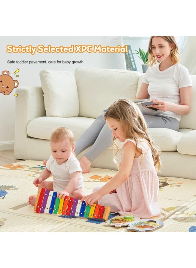 TRASSLE Foldable Baby Play Mat,Extra Large Waterproof Activity Playmats for Babies,Toddlers, Infants,Play & Tummy Time,Foam Baby Mat for Floor,Non-Slip Waterproof Crawling Mat  - Image 2