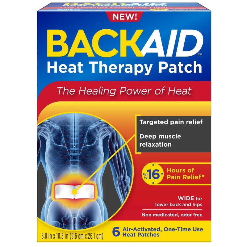 Backaid Heat Therapy Patch, Air-Activated Therapeutic Heat, Wide for Lower Back and Hip Pain Relief, 6 Count - Image 1