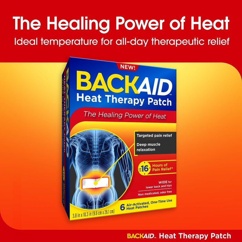 Backaid Heat Therapy Patch, Air-Activated Therapeutic Heat, Wide for Lower Back and Hip Pain Relief, 6 Count - Image 3
