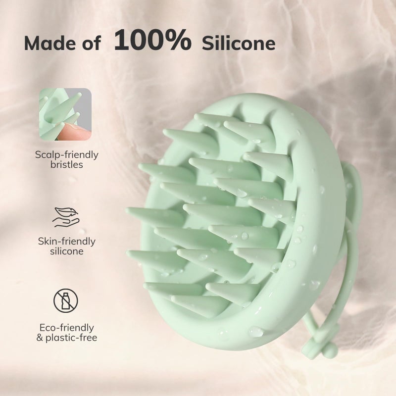 Sndyi Silicone Scalp Massager Shampoo Brush, Hair Scrubber with Soft Silicone Bristles, Scalp Scrubber/Exfoliator for Dandruff Removal, Wet Dry Scalp Brush for Hair Growth & Scalp Care, Mint Green - Image 2