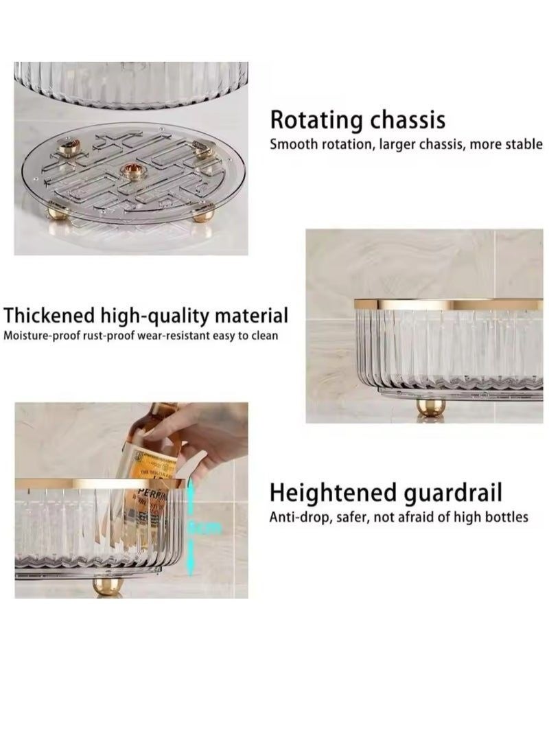 360 Degree Full Rotatable Storage Rack Organizer Stand, Clear Multi-Scene Holder for Kitchen and Bathroom - Image 3