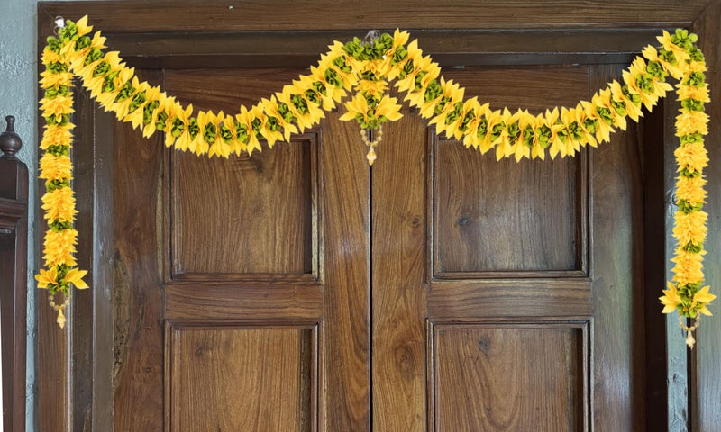 Daedal Crafters- Champa Door Set(Golden Yellow) DC129 Doorway Flower toran - Image 2