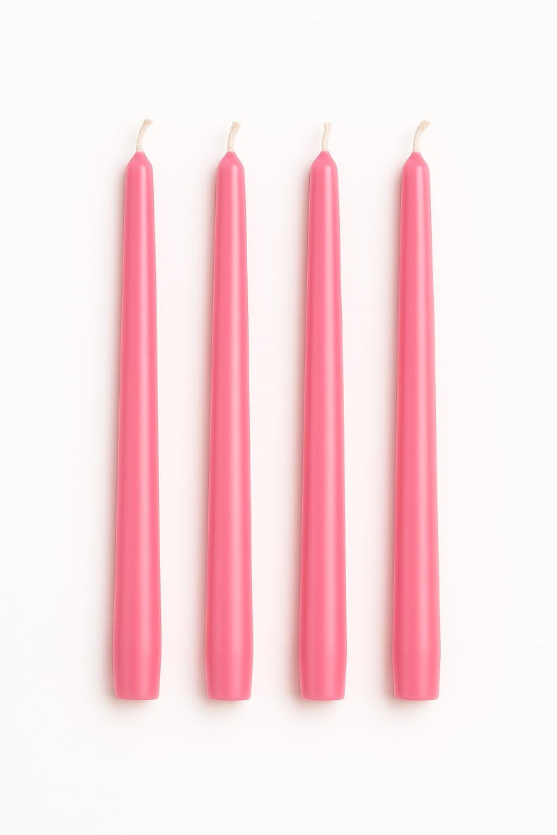 Dinil Pink Taper Candles - 10 Inch Tapered Candles Set of 4 - Unscented Dripless Taper Candles - Decorative Long Candlesticks for Decoration, Festival, Dinner, Party - Long Burning Time - Pink - Image 1
