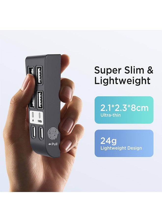 PGTECH [6 Ports] HUB Compatible for PS5 Slim Disc/PS5 Slim Digital 2023 High-Speed Expansion PS5 Slim HUB Extender with 4 USB 2.0+1 Type C 3.1+1 Type C Charging Port for PS5 Slim Accessories-Black  - Image 5