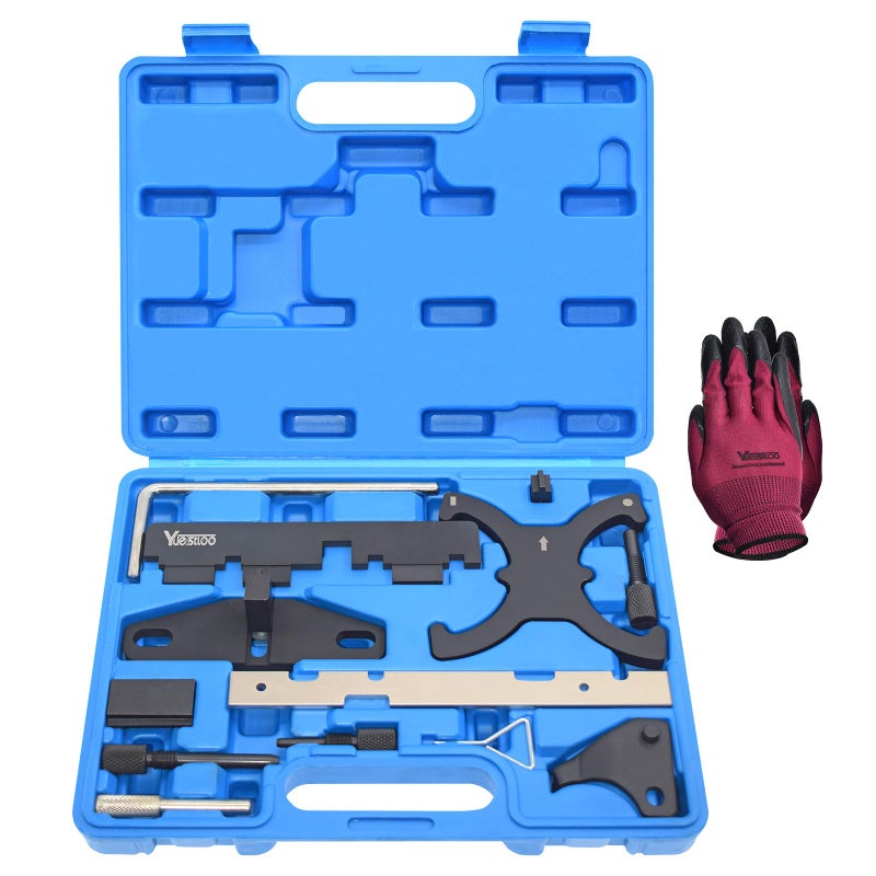 Yuesstloo 13PCS Engine Camshaft Timing Locking Tool Kit & Flywheel Locking Tool 303-393, Compatible with Ford 1.5 1.6 Focus Fiesta Mazda Fusion VCT Ecoboost, with Carrying Case & Gloves - Image 1
