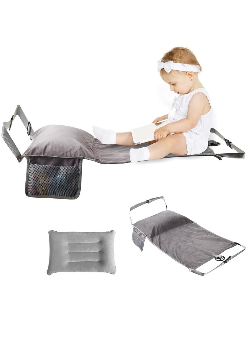XiuWoo 2 in 1 Multifunction Portable Large Inflatable Toddler Travel Bed, Toddler Plane Bed, Inflatable Bed, Airplane Seat Extender with Pillow, Travel Bag, Fixing Belt, Two Mesh Storage - Image 1