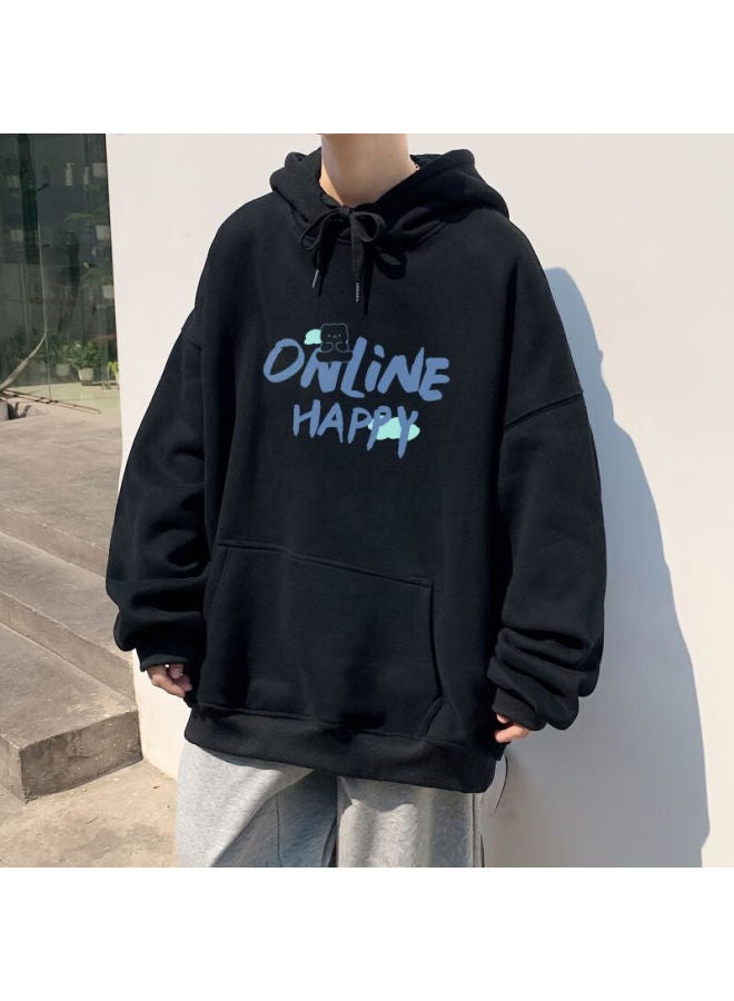 Foss Phil Men's Hoodie Autumn Winter Long Sleeve Jacket Casual Loose Fit Couple Sweatshirt Wy262 Black L - Image 1