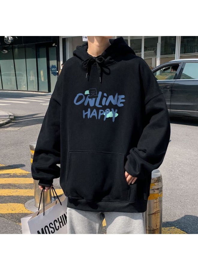 Foss Phil Men's Hoodie Autumn Winter Long Sleeve Jacket Casual Loose Fit Couple Sweatshirt Wy262 Black L - Image 2