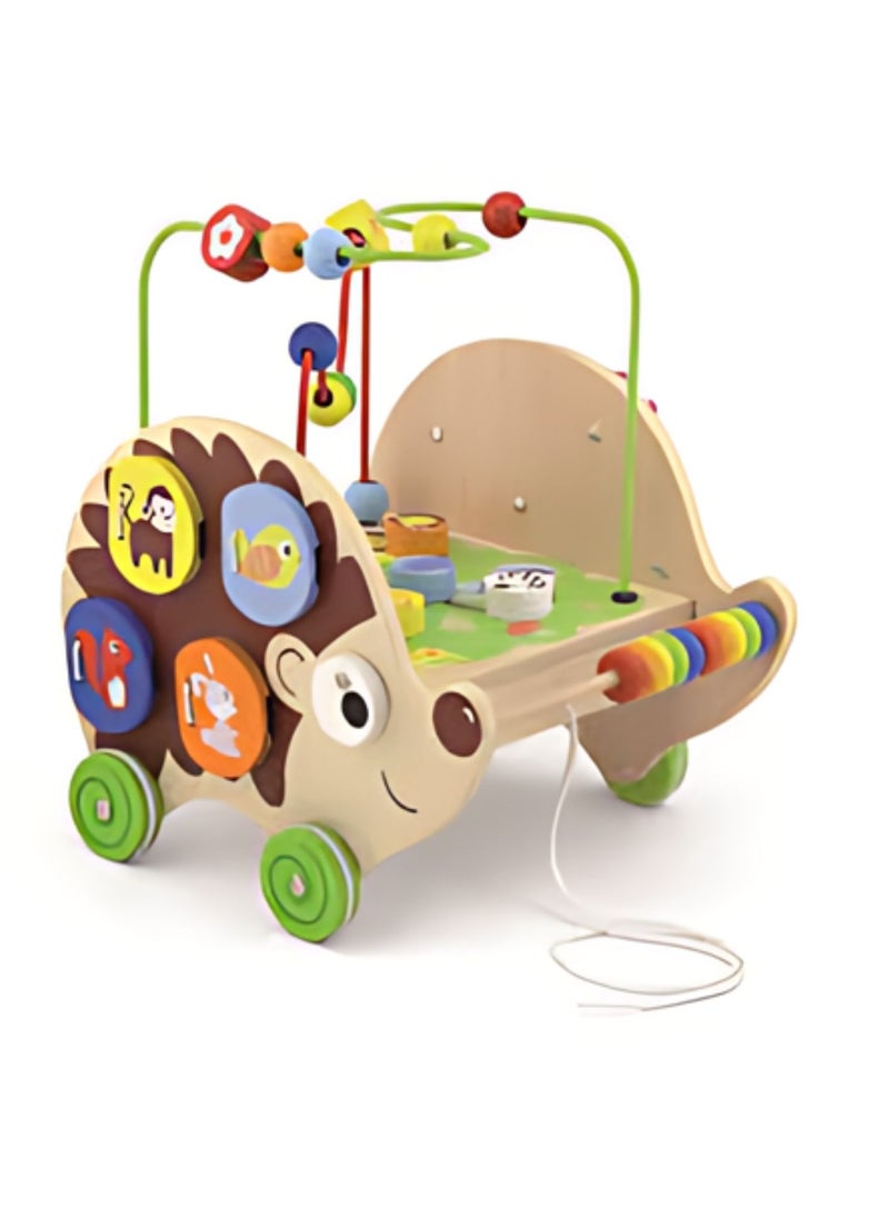 Wooden 5-in-1 Pull-Along Activity Hedgehog Toy