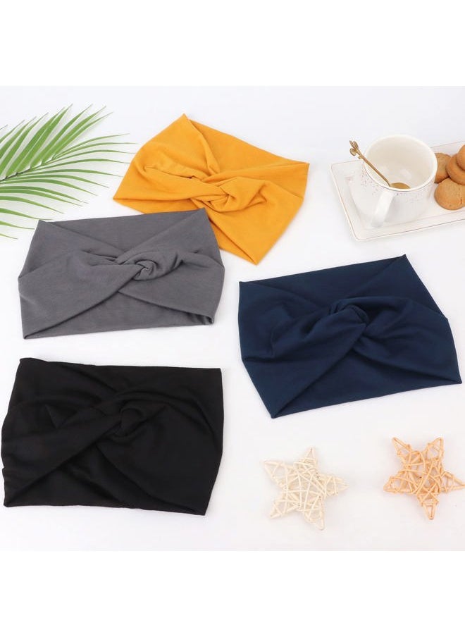 DRESHOW 4 Pack Turban Headbands for Women Wide Vintage Head Wraps Knotted Cute Hair Band Accessories  - Image 5