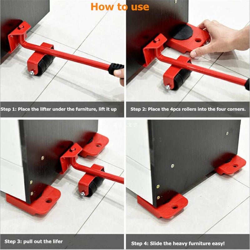 SHREVI Furniture Lifter Easy Moving Sliders 5 Packs Mover Tool Set Heavy Furniture Appliance Moving Lifting System Maximum Load Weight - Image 2