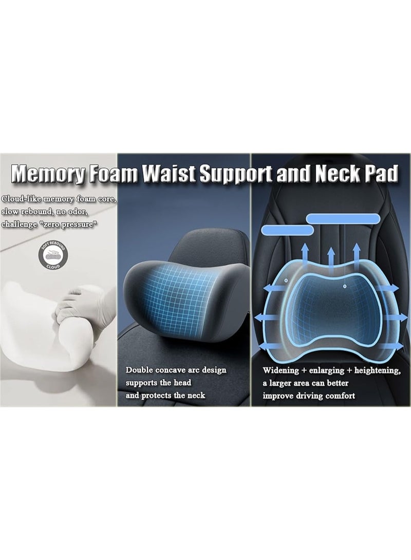 لبونير مجموعة الوسادة الخلفية والرقبة وسادة دعم أسفل الظهر للكرسي ومقاعد السيارة والكرسي المتحرك والألعاب ورئيس المكتب ومسند الرأس الرغوي المحسن لذاكرة الراحة والوسادة الخلفية (أسود) - Image 2
