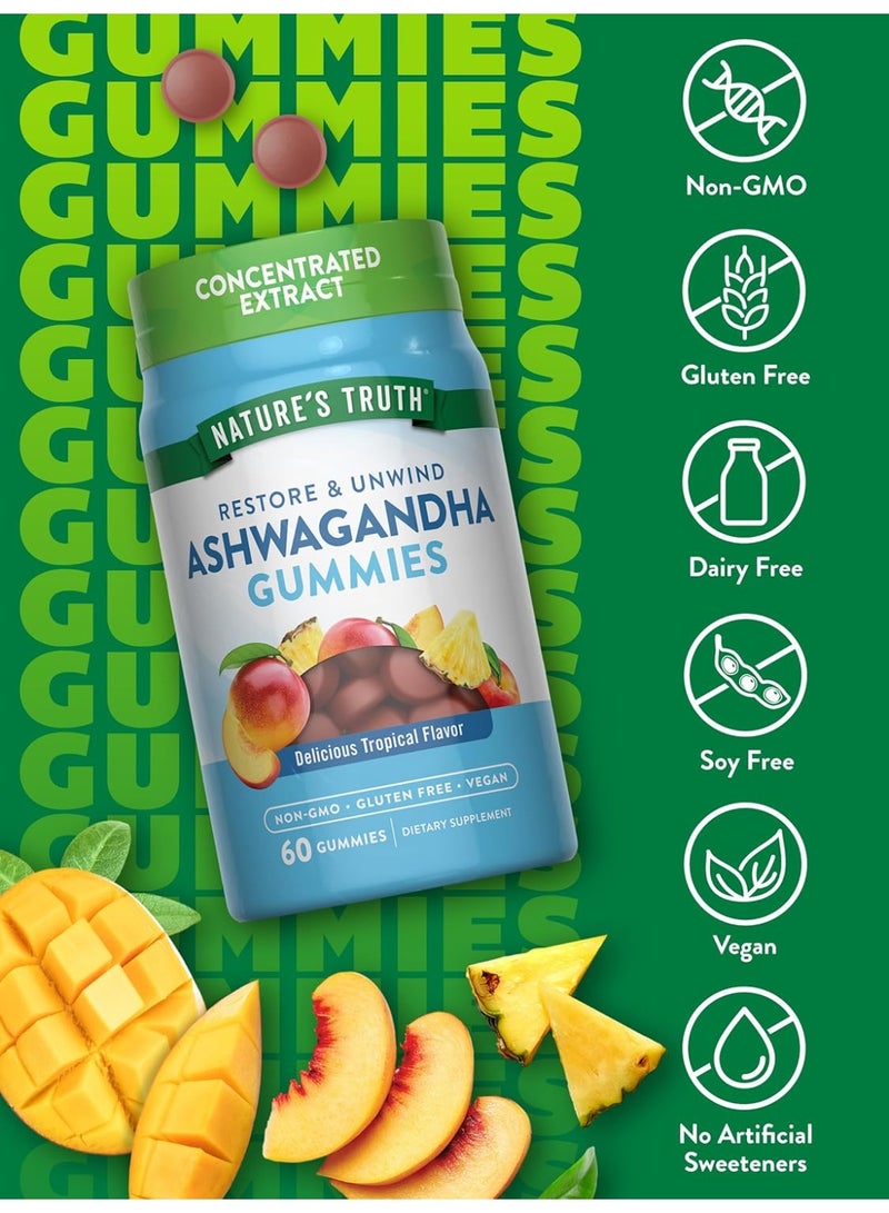 Nature's Truth Ashwagandha Gummies | Vegan, Non-GMO, & Gluten Free Supplement | 60 Tropical Flavor Gummies | by Nature's Truth - Image 3