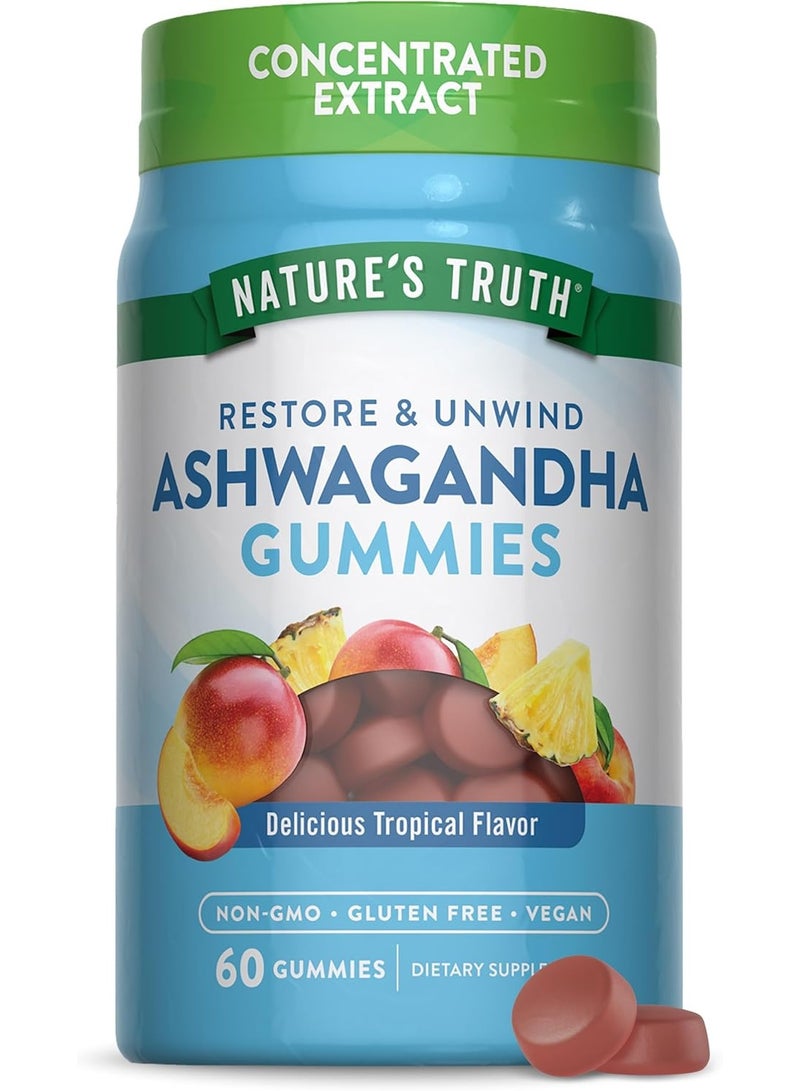 Nature's Truth Ashwagandha Gummies | Vegan, Non-GMO, & Gluten Free Supplement | 60 Tropical Flavor Gummies | by Nature's Truth - Image 1