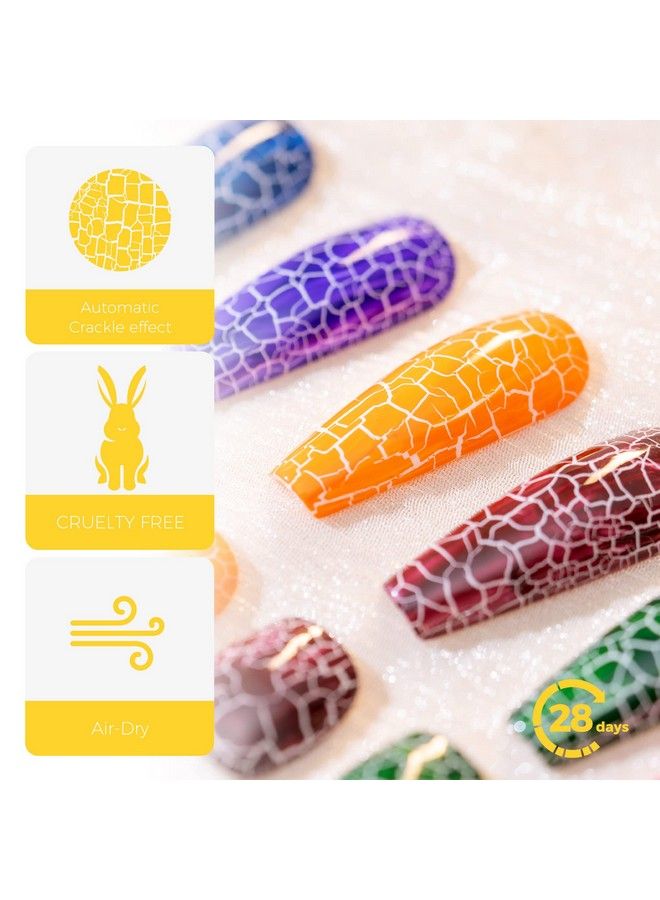 BURANO Crackle Gel Nail Polish Cracked Nail Polish Black Color + White Gel Nail Polish 2 Bottles Set Air Dry Uv Led Lamp Needed (Black) - Image 5