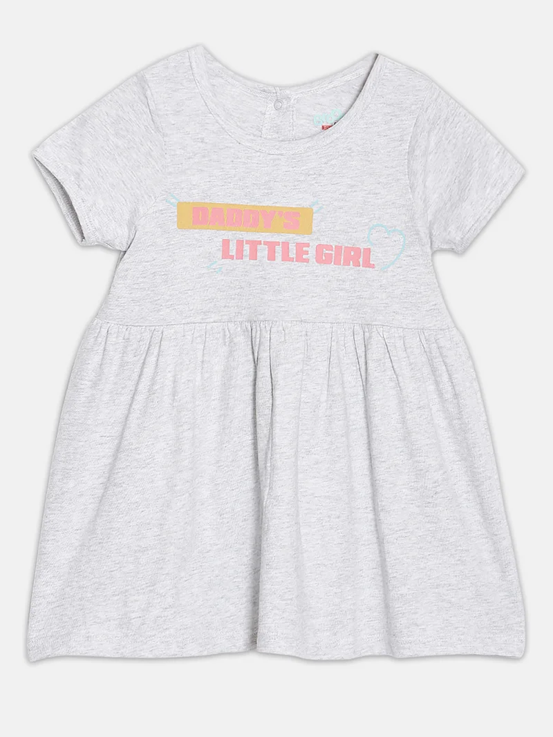 Broon Broon Infant Girls Grey Printed Organic Cotton Dress