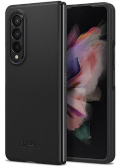 Spigen Enzo Genuine Leather Handmade for Samsung Galaxy Z Fold 3 5G Case Cover - Black  - Image 1
