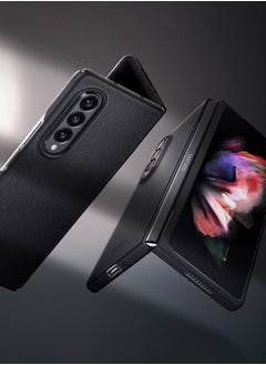Spigen Enzo Genuine Leather Handmade for Samsung Galaxy Z Fold 3 5G Case Cover - Black  - Image 3