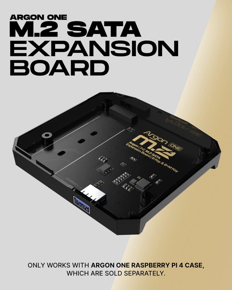 Argon Forty Argon ONE M.2 SATA Expansion Board for Raspberry Pi 4 | Supports B-Keys and B+M Keys | Only Compatible with Argon ONE V2 Cases - Image 2