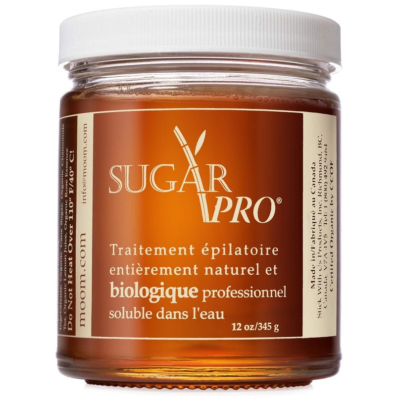 شمع MOOM العضوي لإزالة الشعر - شمع سكر عضوي للرجال والنساء للجسم، الإبط، الوجه، البيكيني، الساق 100% طبيعي قابل للغسل 12 أونصة، الشرائط والعصي غير متضمنة