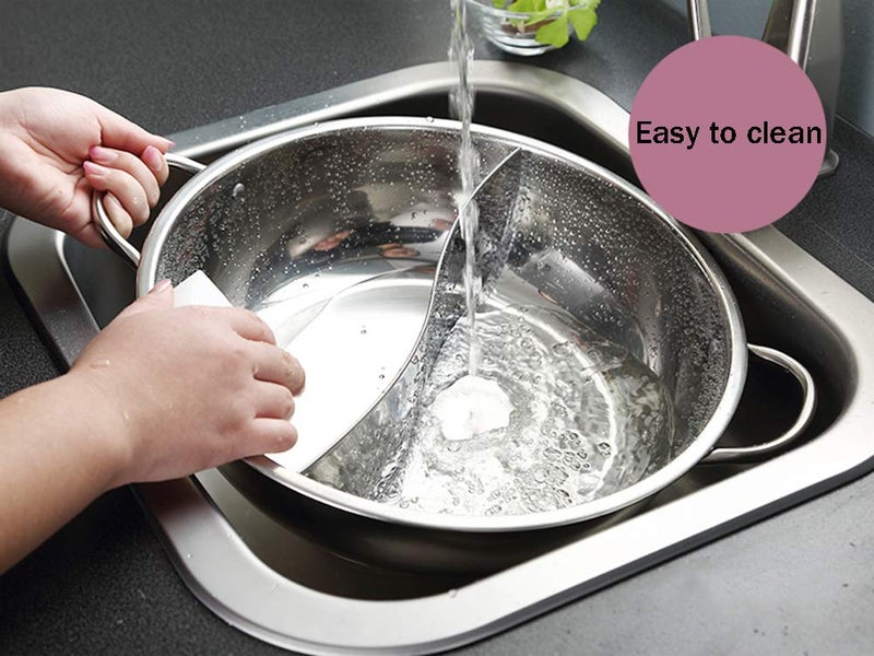 Delavala Delavala Hot Pot,30 cm Thick Stainless Steel Hot Pot,Household Easy Clean Non-Stick Soup Pot,6.5L Large Capacity Kitchen Cooking Tool,with Glass Lid  - Image 3