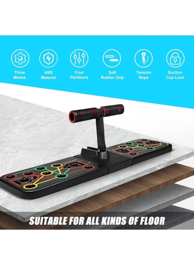 سبورت كيو لوح تمارين الضغط من SportQ®️ مع حامل للجلوس، قضيب رفع متعدد الوظائف مع اشرطة مقاومة، معدات تدريب القوة المنزلية، مقابض رفع لتمارين الضغط المثالية، اللياقة البدنية المنزلية - Image 5