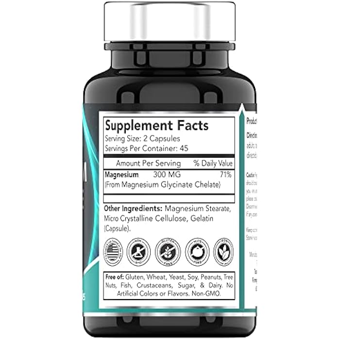 tnvitamins مغنيسيوم جليسينات 300 ملغ، 90 كبسولة | مغنيسيوم مخلب عالي الامتصاص لدعم النوم والهدوء والعضلات* | غير معدّل وراثيًا، لطيف، غير ملين | TNVitamins - Image 2