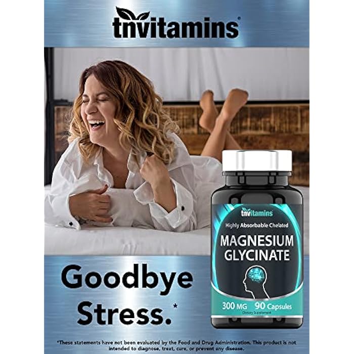 tnvitamins مغنيسيوم جليسينات 300 ملغ، 90 كبسولة | مغنيسيوم مخلب عالي الامتصاص لدعم النوم والهدوء والعضلات* | غير معدّل وراثيًا، لطيف، غير ملين | TNVitamins - Image 4