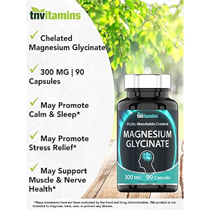 tnvitamins مغنيسيوم جليسينات 300 ملغ، 90 كبسولة | مغنيسيوم مخلب عالي الامتصاص لدعم النوم والهدوء والعضلات* | غير معدّل وراثيًا، لطيف، غير ملين | TNVitamins - Image 3