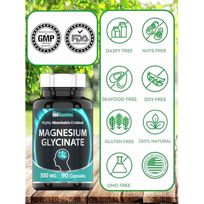 tnvitamins مغنيسيوم جليسينات 300 ملغ، 90 كبسولة | مغنيسيوم مخلب عالي الامتصاص لدعم النوم والهدوء والعضلات* | غير معدّل وراثيًا، لطيف، غير ملين | TNVitamins - Image 5