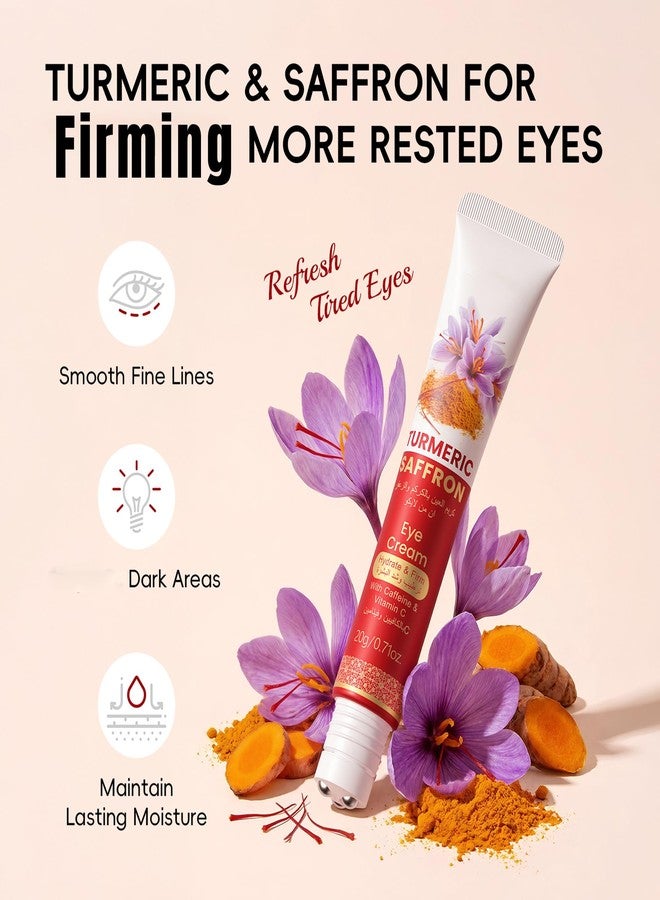 AKARY Turmeric Saffron Under Eye Cream, for Dark Circles & Puffiness, Firming, Even Skin Tone, Hydrating, Moisturizing, Smooths Fine Lines Under Eye Serum with 360 Massage, Booster Refresh Tired Eye - Image 2