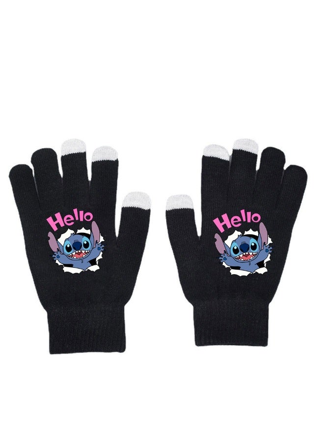 Children's winter gloves, warm knitted soft gloves, full finger stretch gloves, outdoor daily wear, suitable for boys and girls
