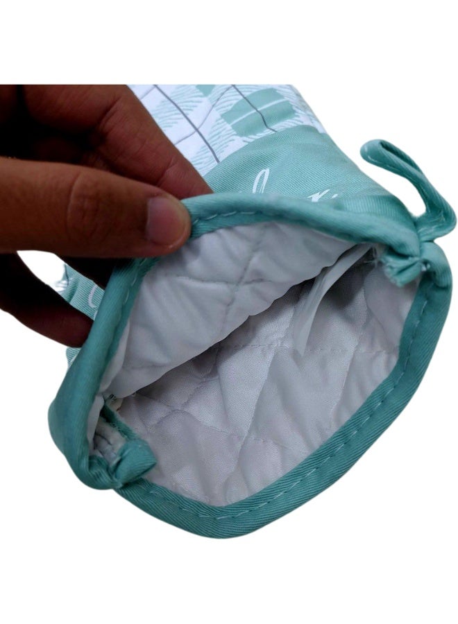 2 Pcs Oven Mitt and Pot Holder Set, 100% Cotton Checkered Design - High Heat Resistant Kitchen Gloves for Cooking, Baking, and BBQ up to 500°F | Extra Long Non-Slip Potholder and Oven Glove Kit for Safe Handling. - Image 5