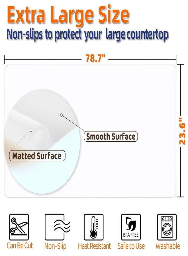 Warome Silicone Mat,78.7”x 23.6” Heat Resistant Mats for Countertop,Extra Large Countertop Protector Mat, Cuttable Kitchen Counter Mat, Silicone Mats for Kitchen Counter/Crafts- White Translucent - Image 3