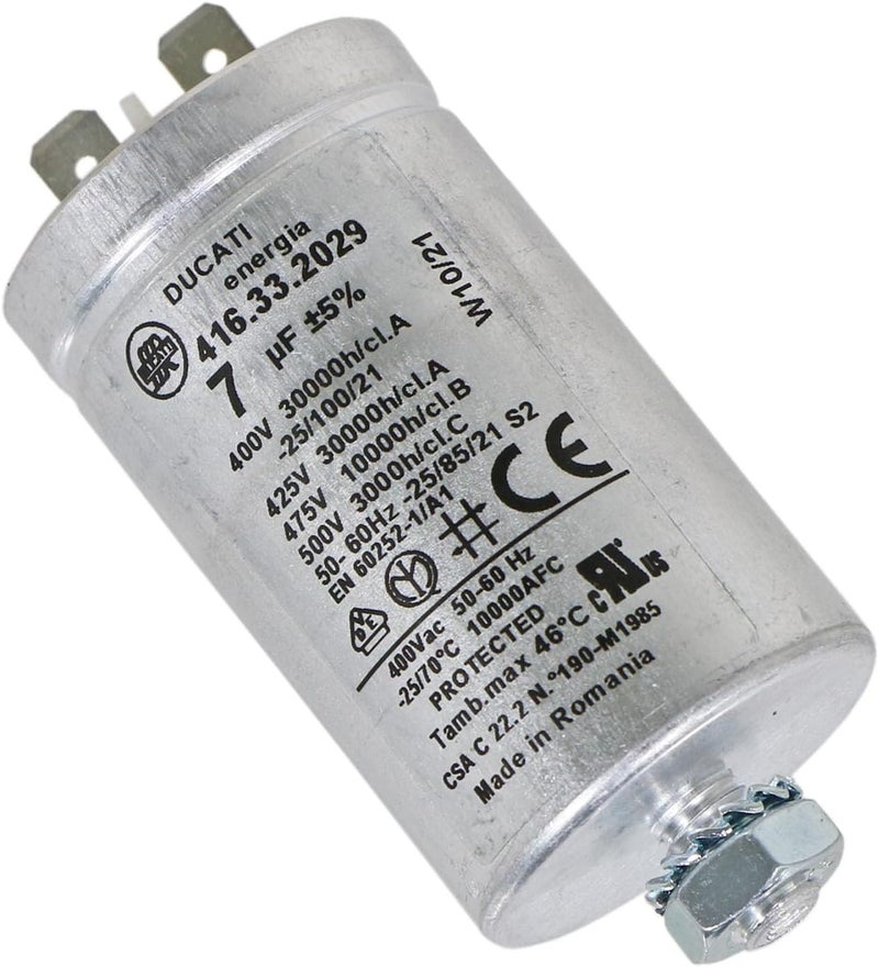 Spares2go Capacitor for Whirlpool SLC71 Tumble Dryer (7UF) - Image 1