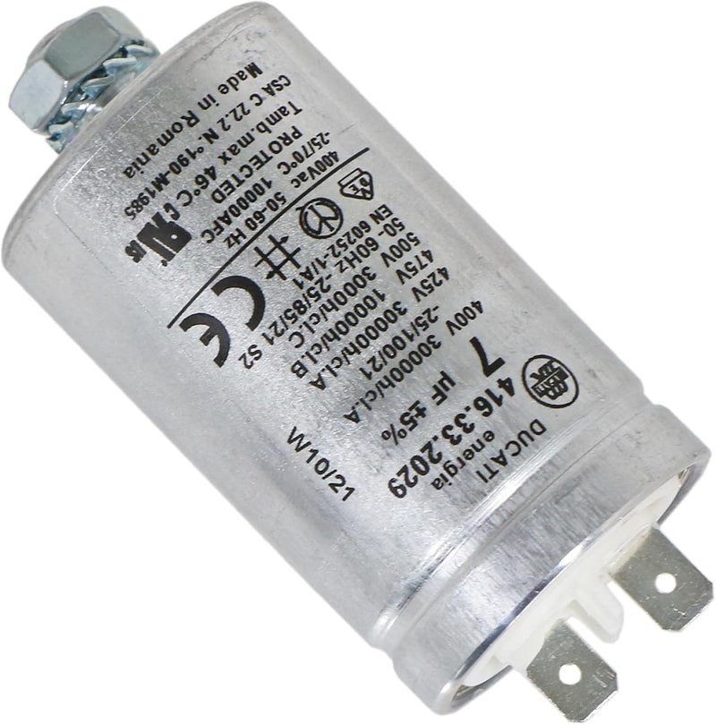 Spares2go Capacitor for Whirlpool SLC71 Tumble Dryer (7UF) - Image 2