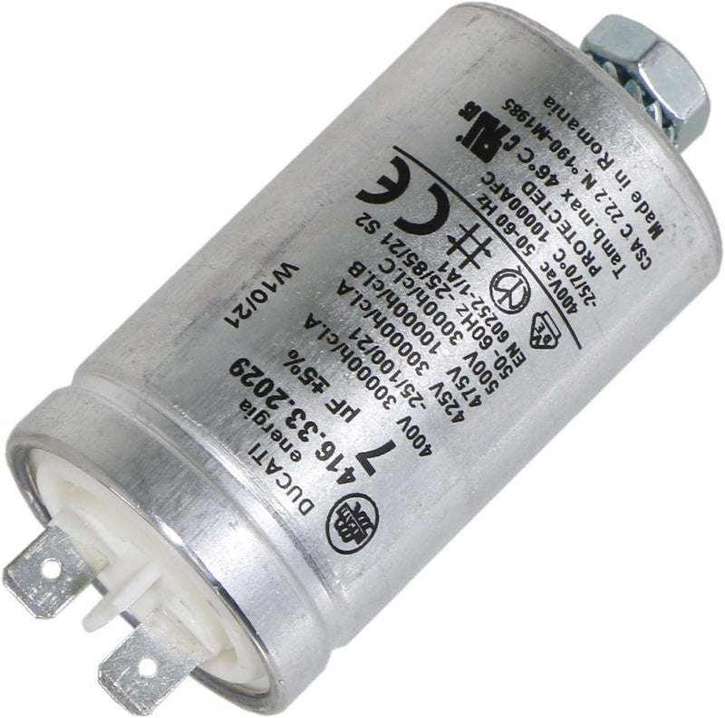 Spares2go Capacitor for Whirlpool SLC71 Tumble Dryer (7UF) - Image 4