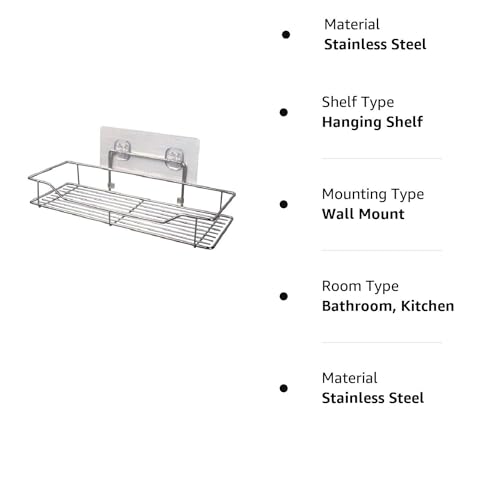 D.k 11 Stainless Steel Multipurpose Bathroom Rack, Kitchen, Home, Adhesive Organizer for Bathroom Without Drilling Storage Rack for Shampoo, Detergent Racks, Wall Mount Rack (Pack of 1) - Image 4