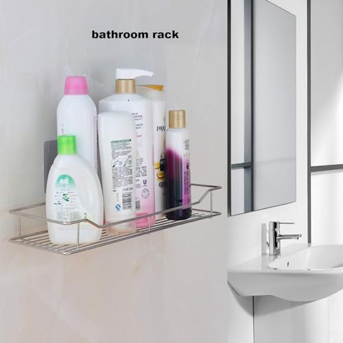 D.k 11 Stainless Steel Multipurpose Bathroom Rack, Kitchen, Home, Adhesive Organizer for Bathroom Without Drilling Storage Rack for Shampoo, Detergent Racks, Wall Mount Rack (Pack of 1) - Image 2