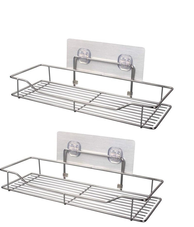 D.k 11 Stainless Steel Multipurpose Bathroom Rack, Kitchen, Home, Adhesive Organizer for Bathroom Without Drilling Storage Rack for Shampoo, Detergent Racks, Wall Mount Rack (Pack of 1) - Image 1