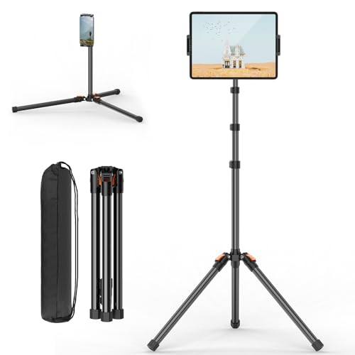 XXZU 72in Tablet Floor Stand Tripod,Tablet Stand Floor with 360° Ball Head,Height Adjustable Floor Stand Holder with Case,Tall Tripod for Phone/Music/Stream/Recording and All 4.7-13” Devices - Image 1