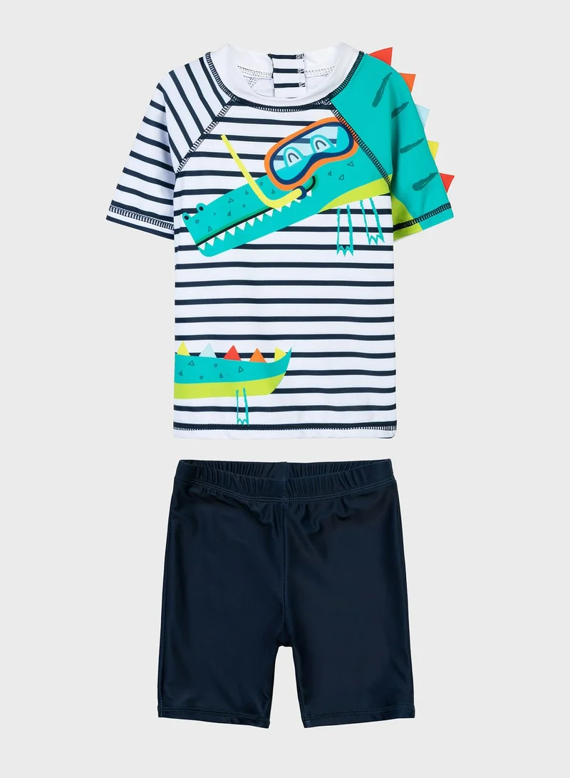 MINOTI Infant Striped Top & Shorts Set