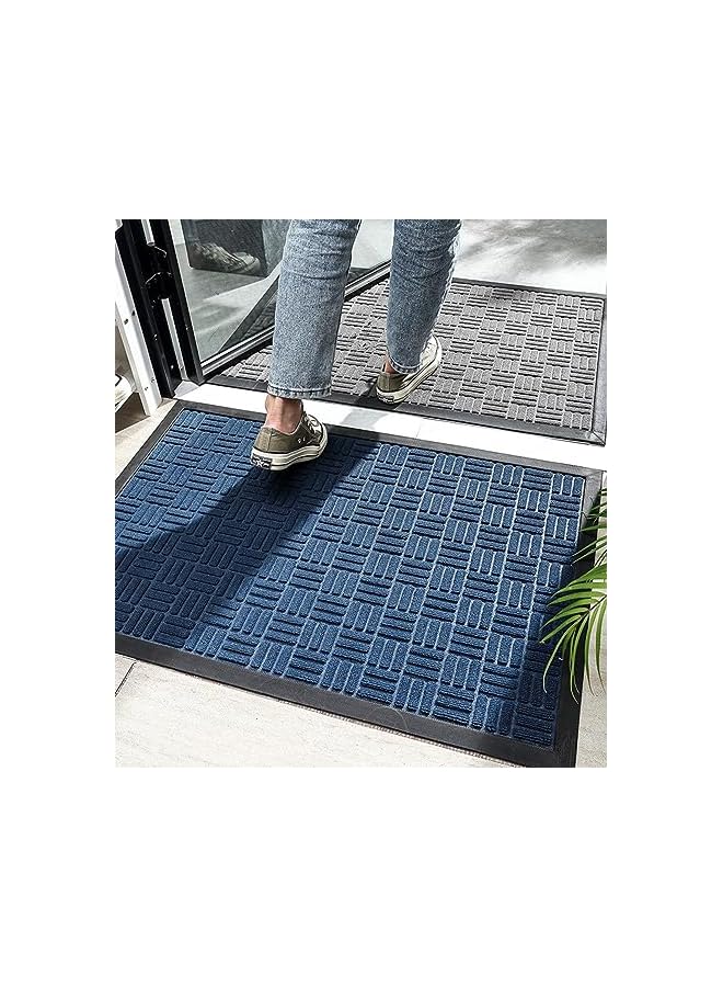 erorex Durable Front Entrance Door Mat, Heavy Duty Outdoor Indoor Doormat Entryway Floor Mat, Non Slip Rubber Backing, Easy Clean Shoe Scraper 17x29.5 Inch (Blue)  - Image 4